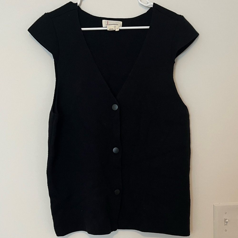 Anthropologie The Willa Black Oversized Sweater Vest| Size S - Picture 2 of 7